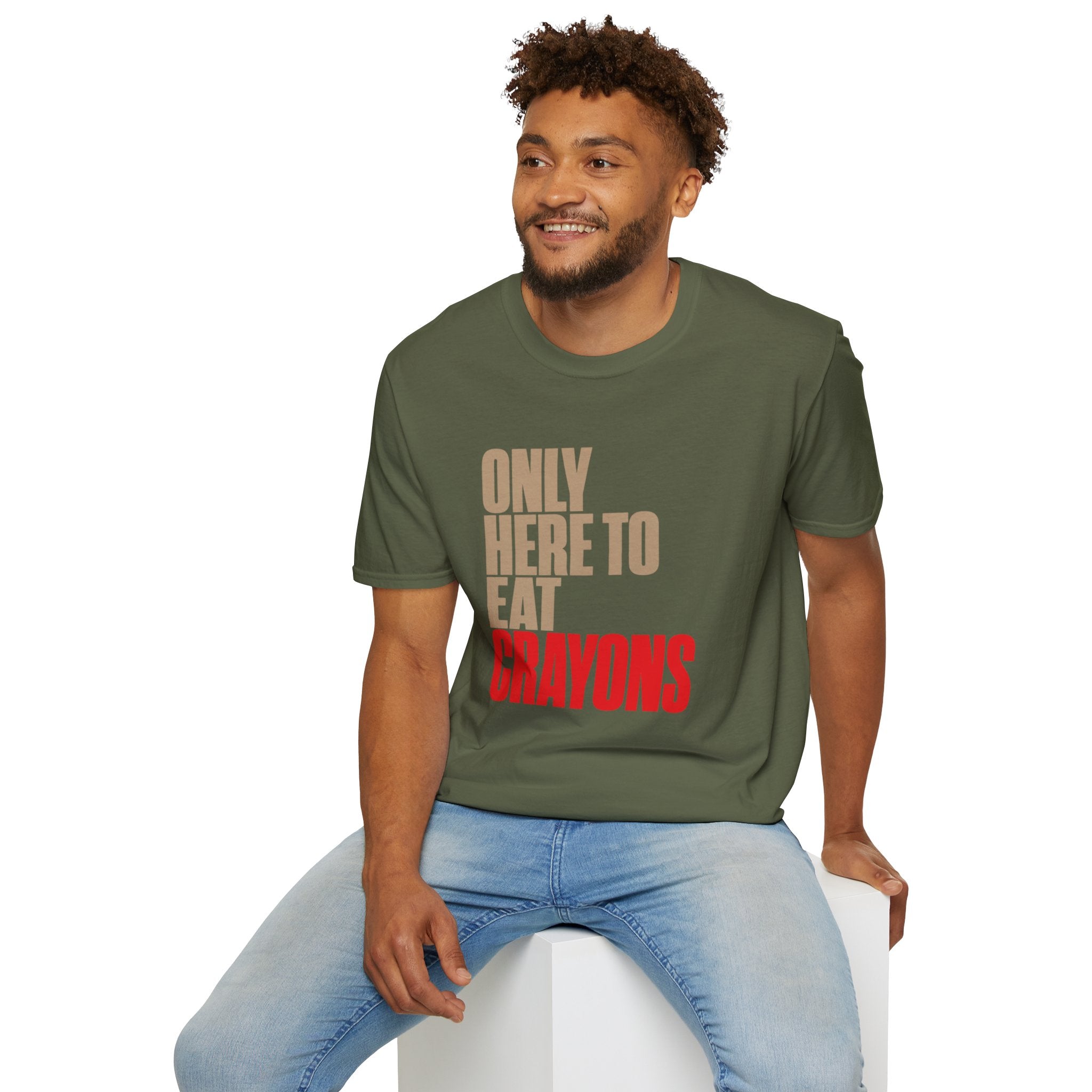 Only Here to Eat Crayons – Funny Veteran & Military Humor Graphic T-Shirt