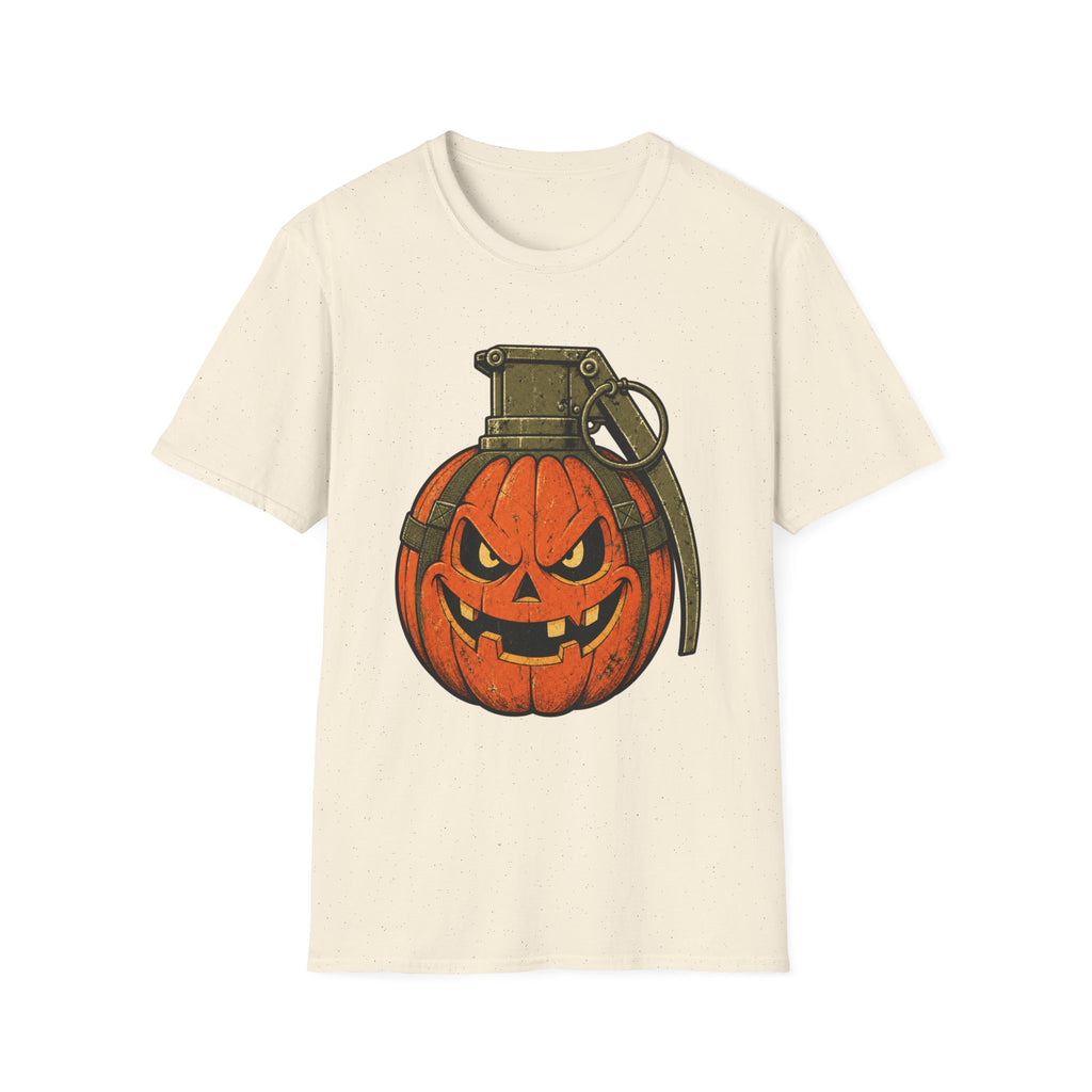 Pumpkin Grenade – Spooky Military Halloween T-Shirt, Jack-O'-Lantern Graphic Tee