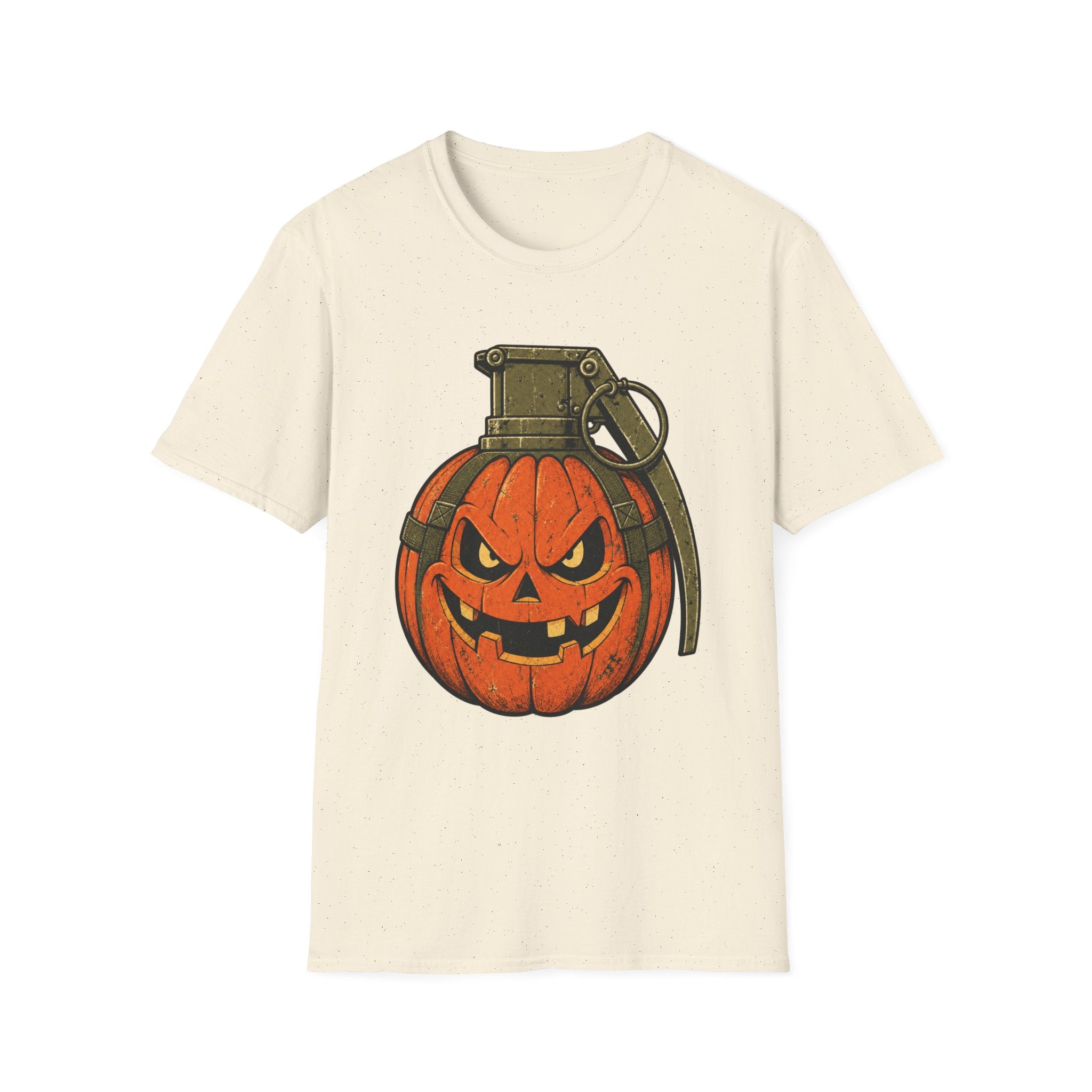 Pumpkin Grenade – Spooky Military Halloween T-Shirt, Jack-O'-Lantern Graphic Tee