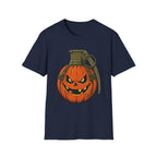 Pumpkin Grenade – Spooky Military Halloween T-Shirt, Jack-O'-Lantern Graphic Tee