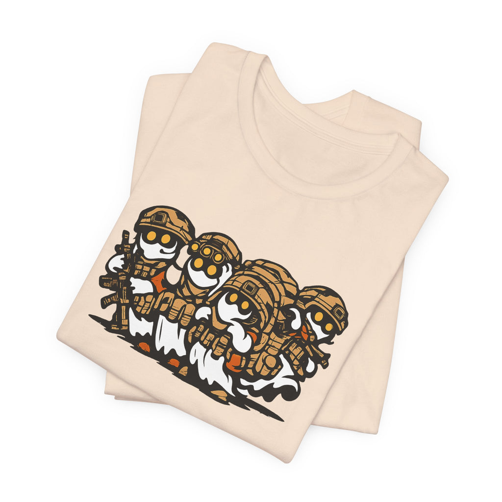 Tactical Ghost Squad – Funny Military Cartoon T-Shirt & Halloween Veteran Tee