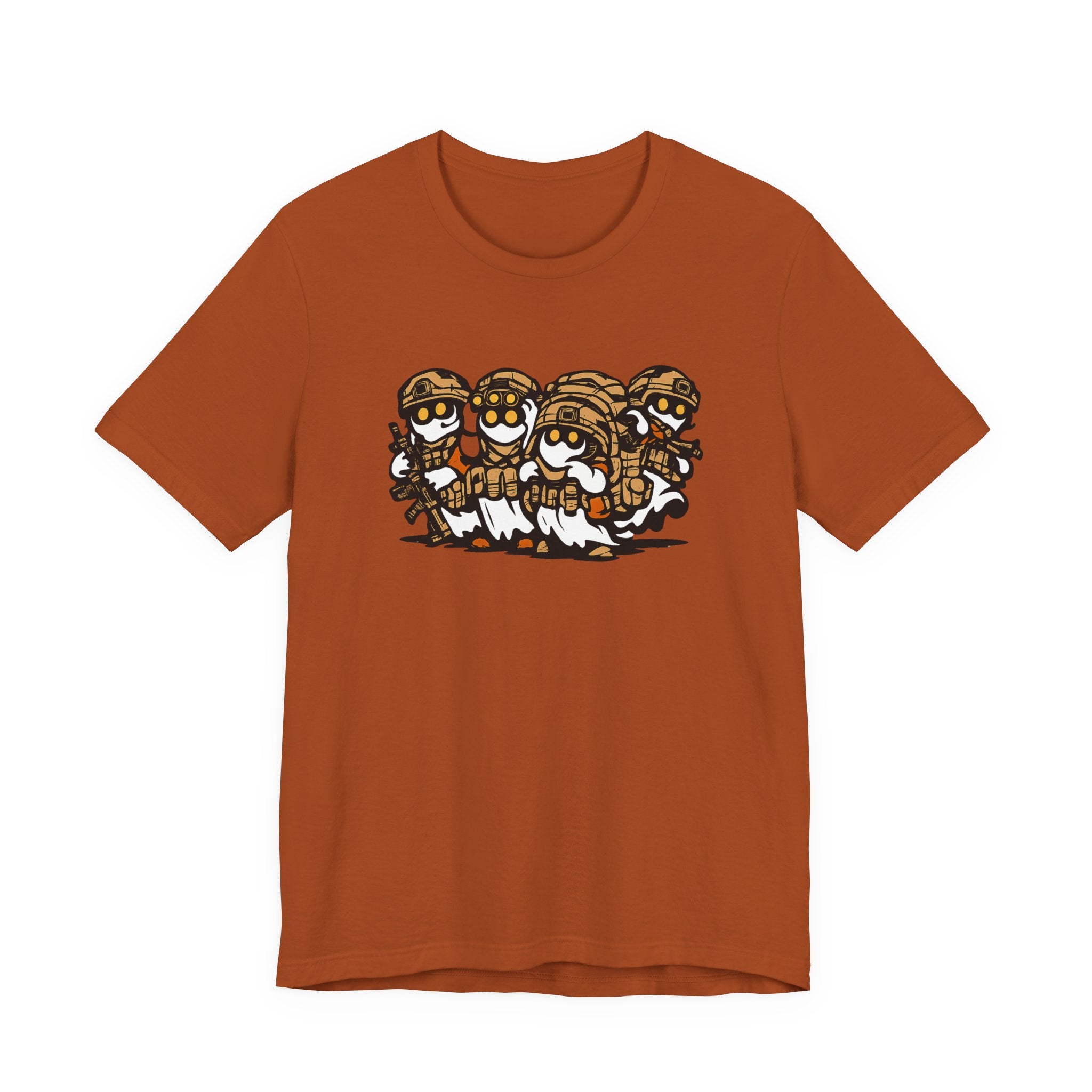 Tactical Ghost Squad – Funny Military Cartoon T-Shirt & Halloween Veteran Tee