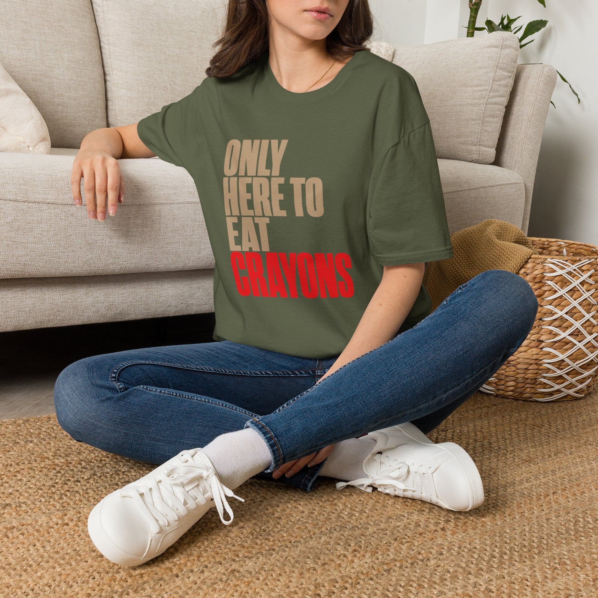 Only Here to Eat Crayons – Funny Veteran & Military Humor Graphic T-Shirt