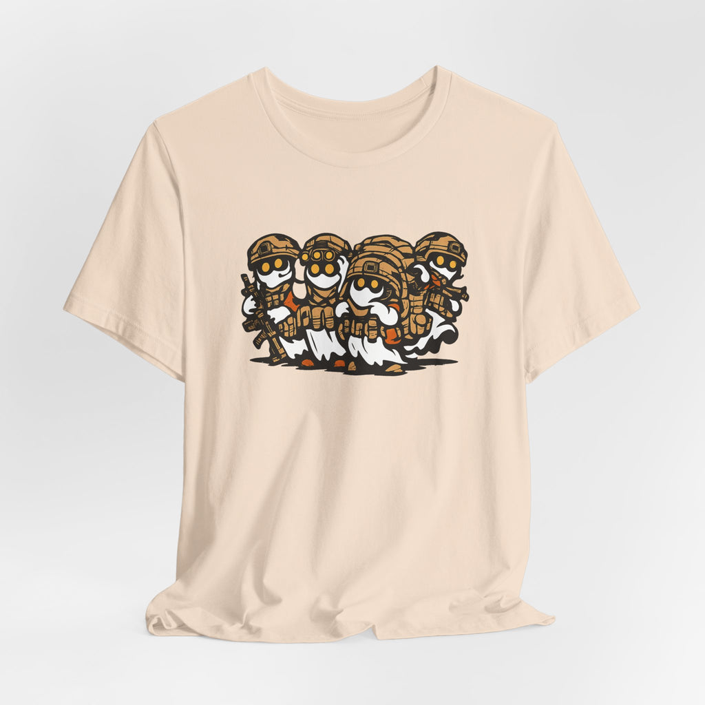 Tactical Ghost Squad – Funny Military Cartoon T-Shirt & Halloween Veteran Tee