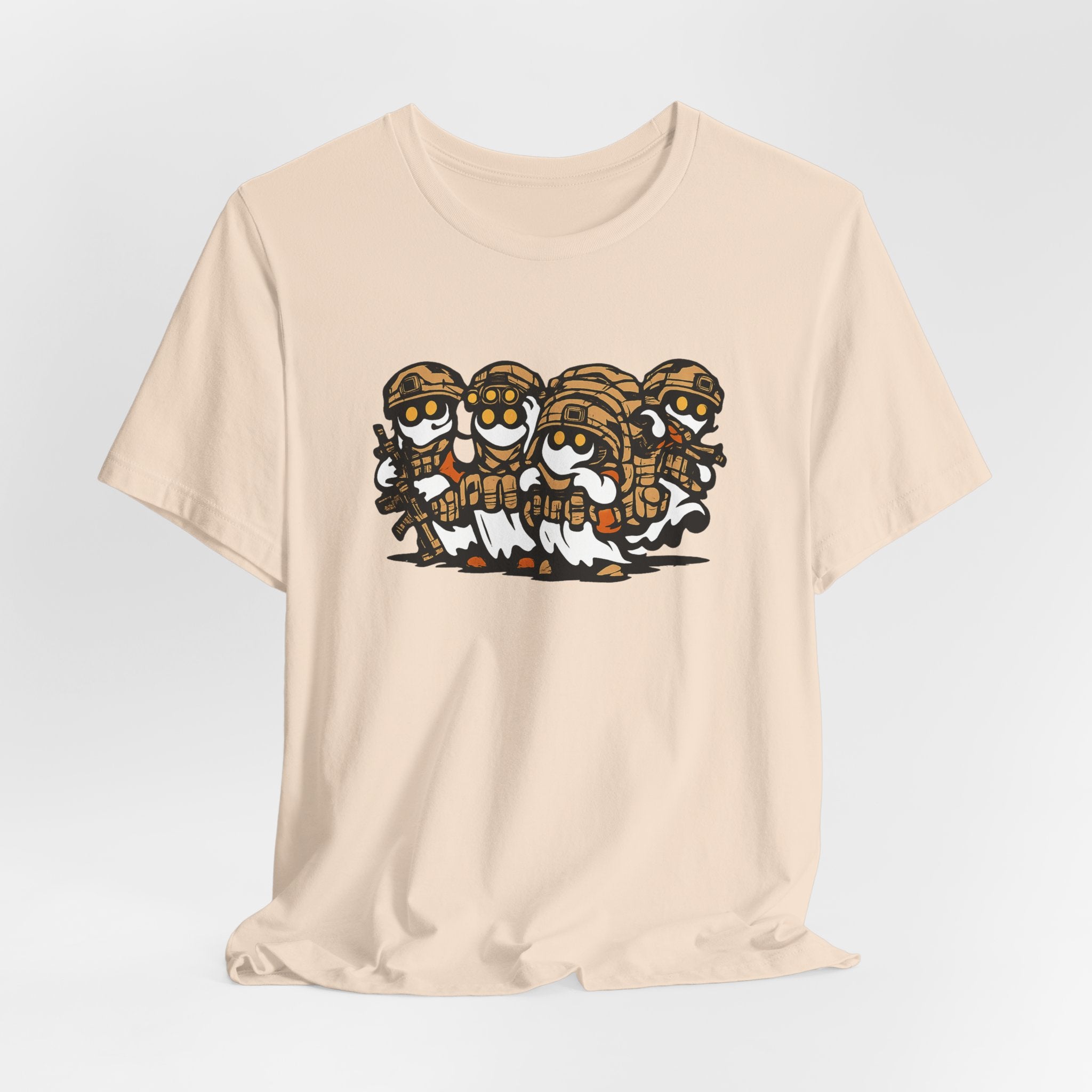 Tactical Ghost Squad – Funny Military Cartoon T-Shirt & Halloween Veteran Tee