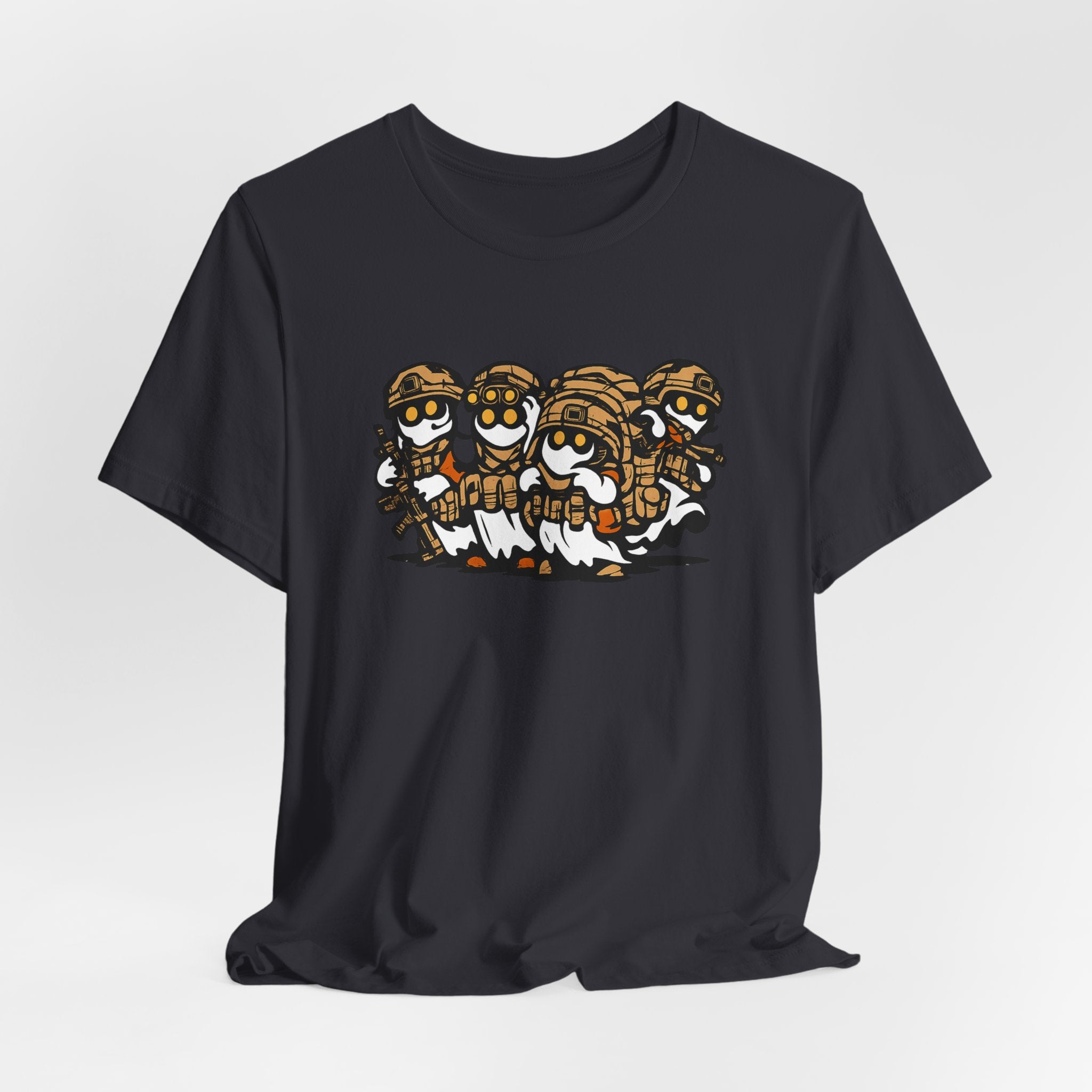 Tactical Ghost Squad – Funny Military Cartoon T-Shirt & Halloween Veteran Tee