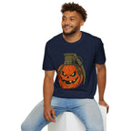 Pumpkin Grenade – Spooky Military Halloween T-Shirt, Jack-O'-Lantern Graphic Tee