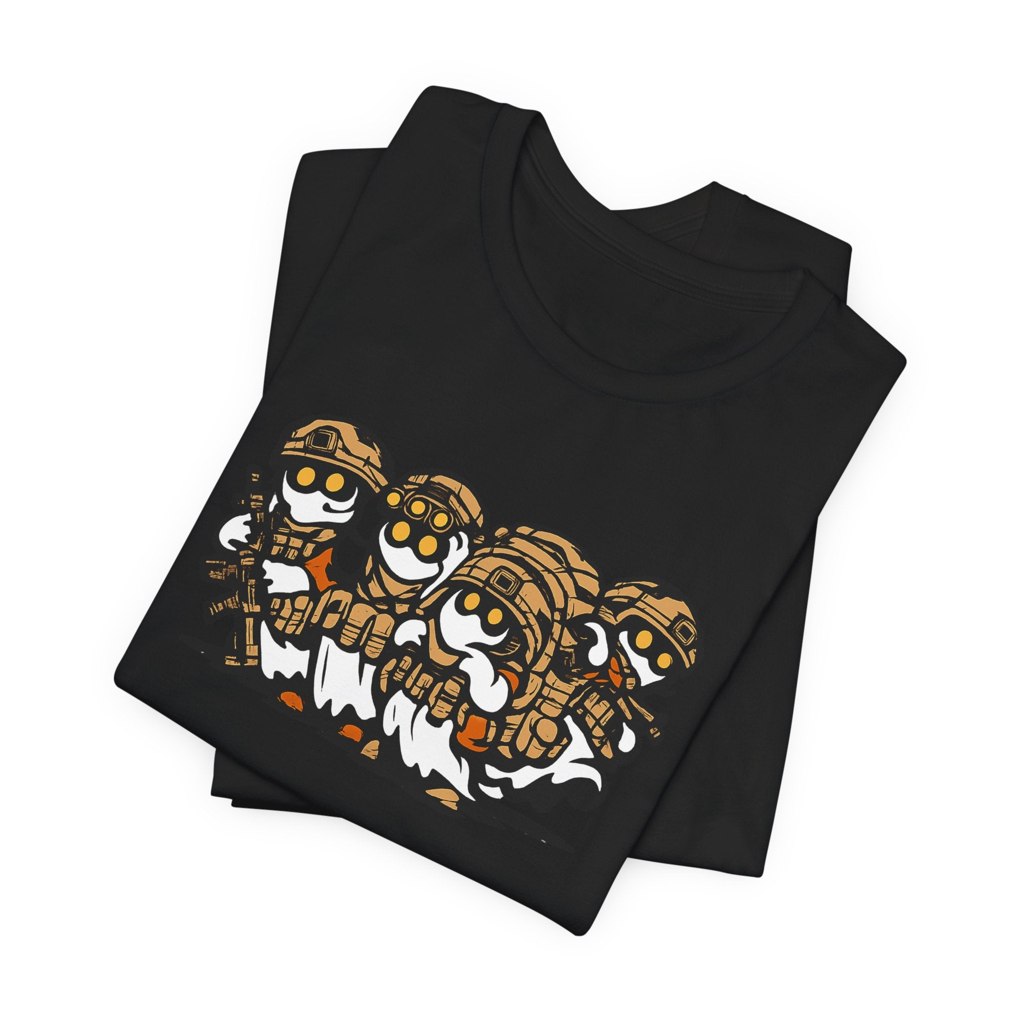 Tactical Ghost Squad – Funny Military Cartoon T-Shirt & Halloween Veteran Tee