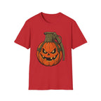 Pumpkin Grenade – Spooky Military Halloween T-Shirt, Jack-O'-Lantern Graphic Tee
