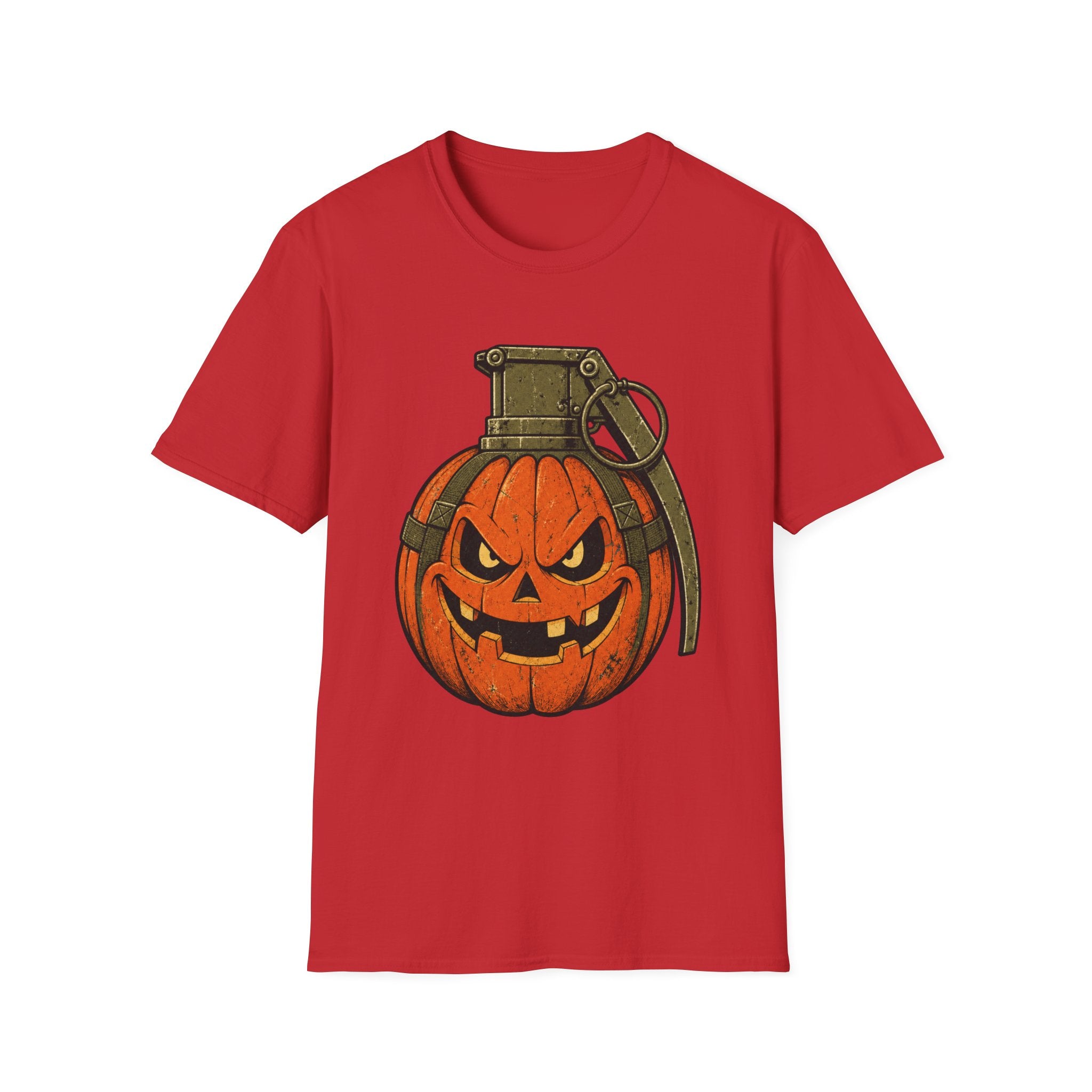 Pumpkin Grenade – Spooky Military Halloween T-Shirt, Jack-O'-Lantern Graphic Tee