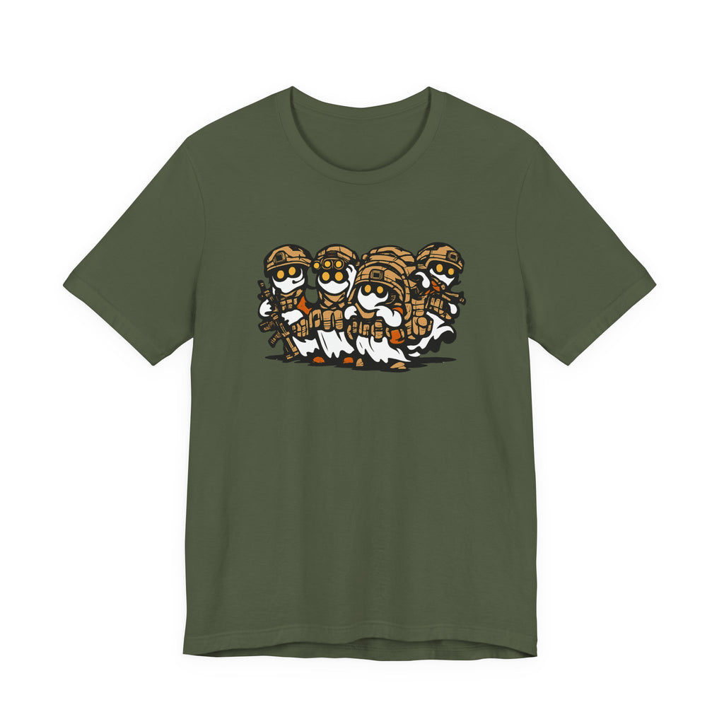 Tactical Ghost Squad – Funny Military Cartoon T-Shirt & Halloween Veteran Tee