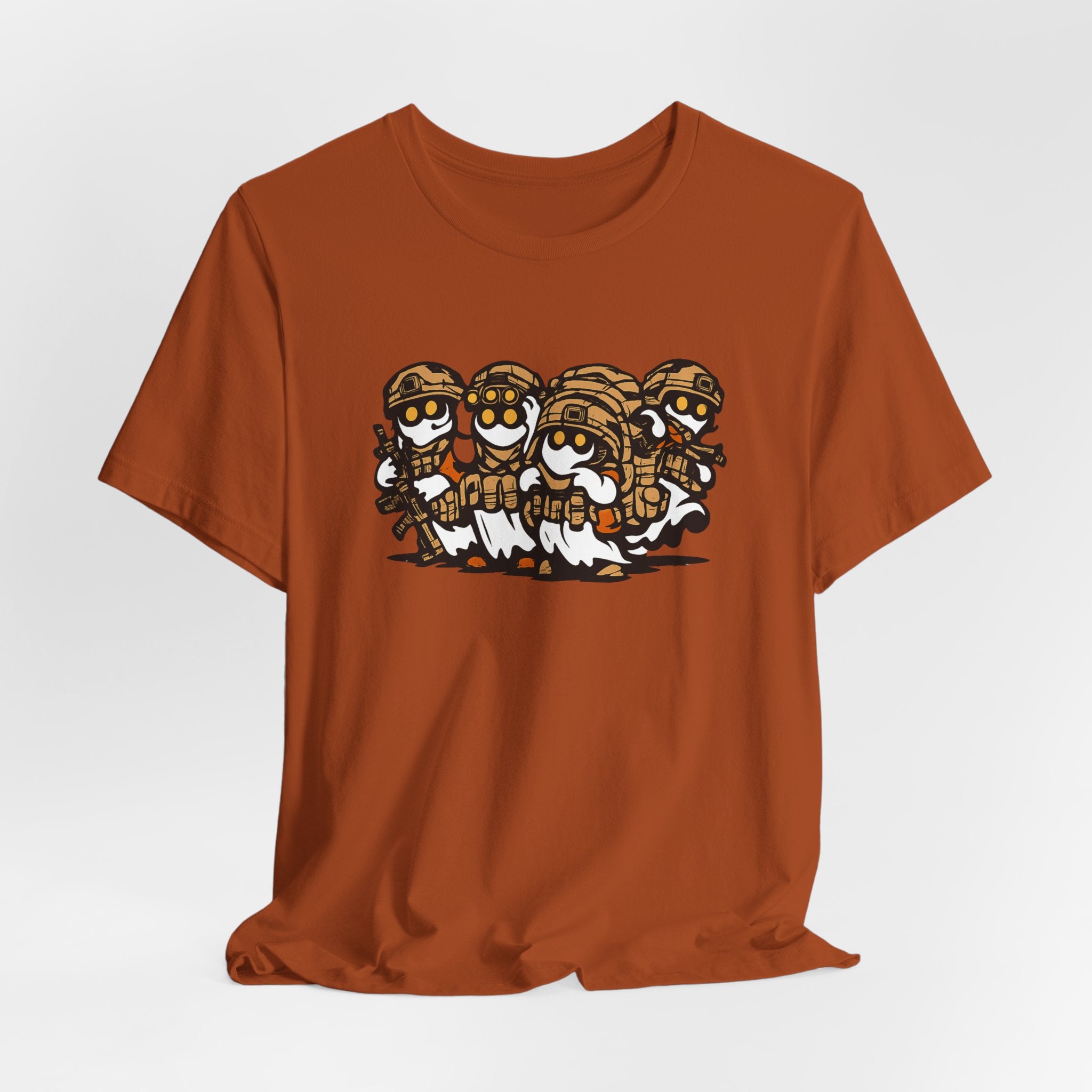 Tactical Ghost Squad – Funny Military Cartoon T-Shirt & Halloween Veteran Tee