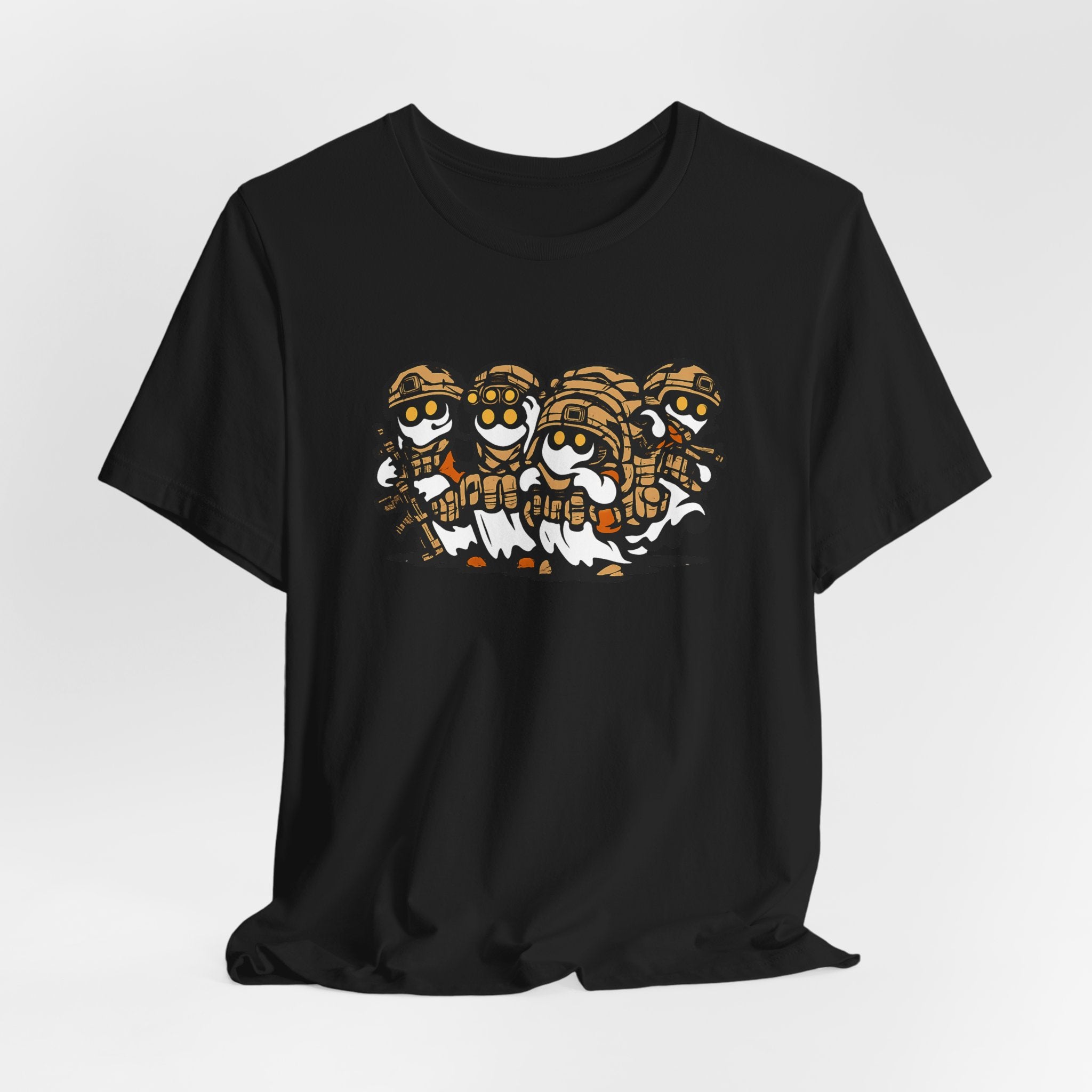 Tactical Ghost Squad – Funny Military Cartoon T-Shirt & Halloween Veteran Tee