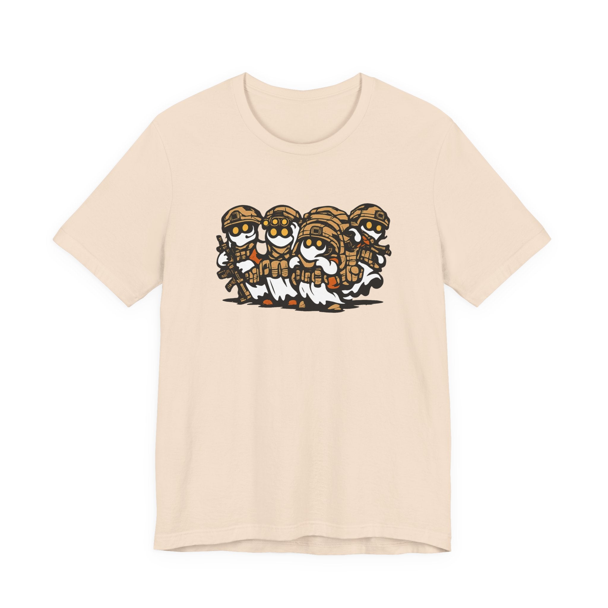 Tactical Ghost Squad – Funny Military Cartoon T-Shirt & Halloween Veteran Tee