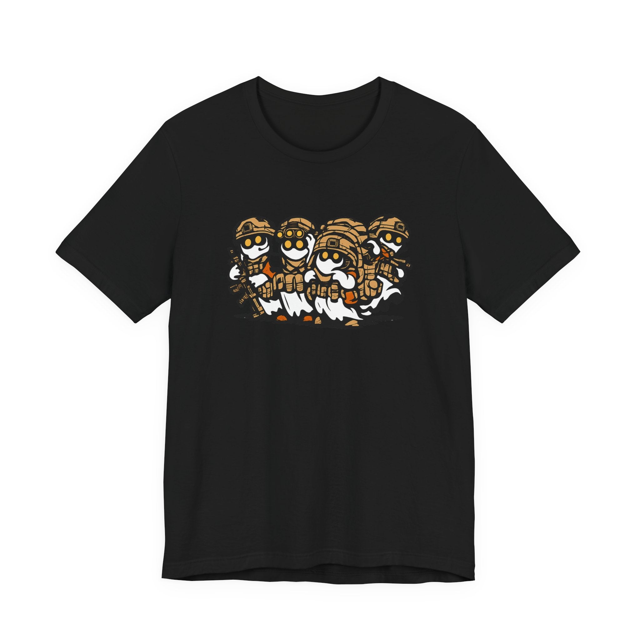 Tactical Ghost Squad – Funny Military Cartoon T-Shirt & Halloween Veteran Tee