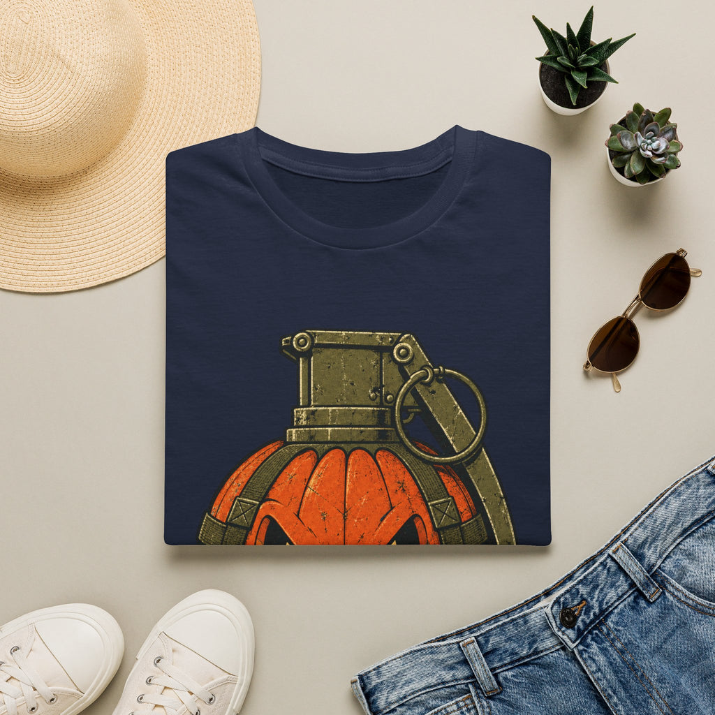 Pumpkin Grenade – Spooky Military Halloween T-Shirt, Jack-O'-Lantern Graphic Tee